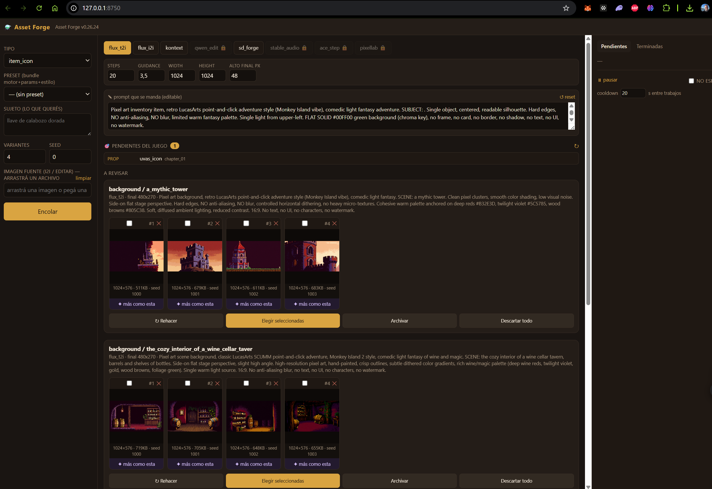 Asset Forge generating images with Flux